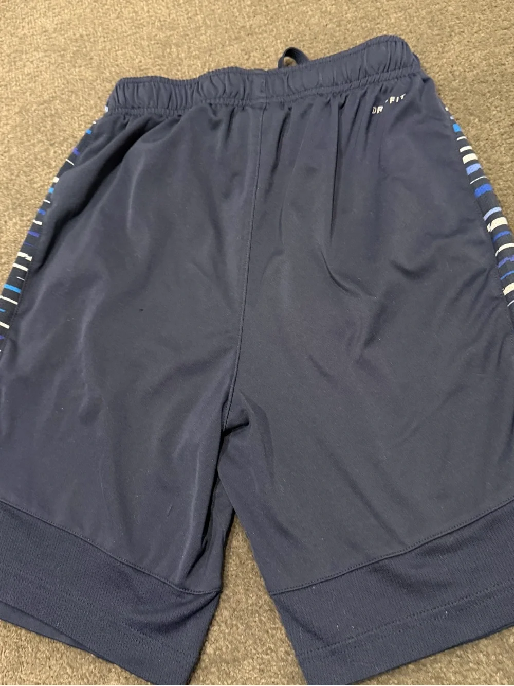 Nike Navy Athletic Shorts with Light Blue Swoosh